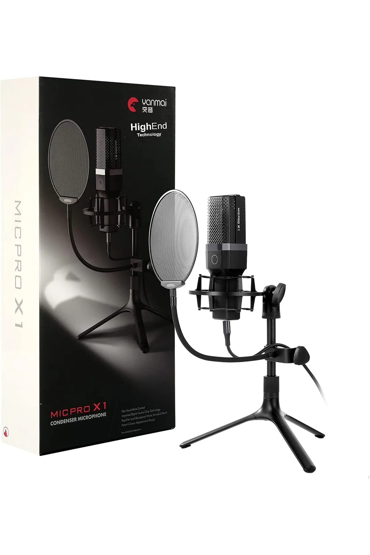  Yanmai Micpro X1 USB Mikrofon Tripod+Pop Filtre+Şok Askı Yayın Kayıt YouTube